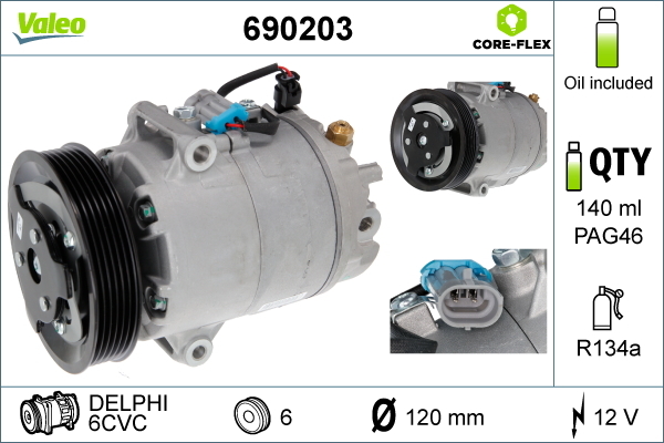 VALEO 690203 Kompressor, Klimaanlage VALEO CORE-FLEX
