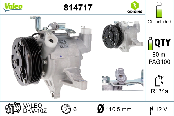 VALEO 814717 Kompressor, Klimaanlage VALEO ORIGINS NEW OE TECHNOLOGIE