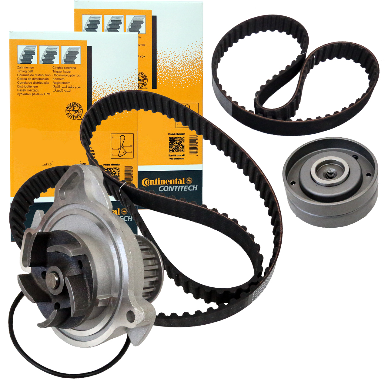 2x CONTINENTAL CTAM Zahnriemen + Rollen + Wasserpumpe für VW Transporter T4 2.4 D AAB