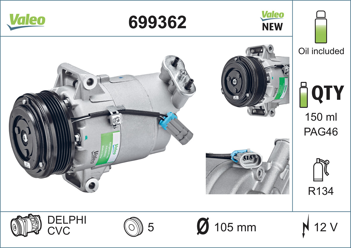 VALEO 699362 Kompressor, Klimaanlage VALEO CORE-FLEX