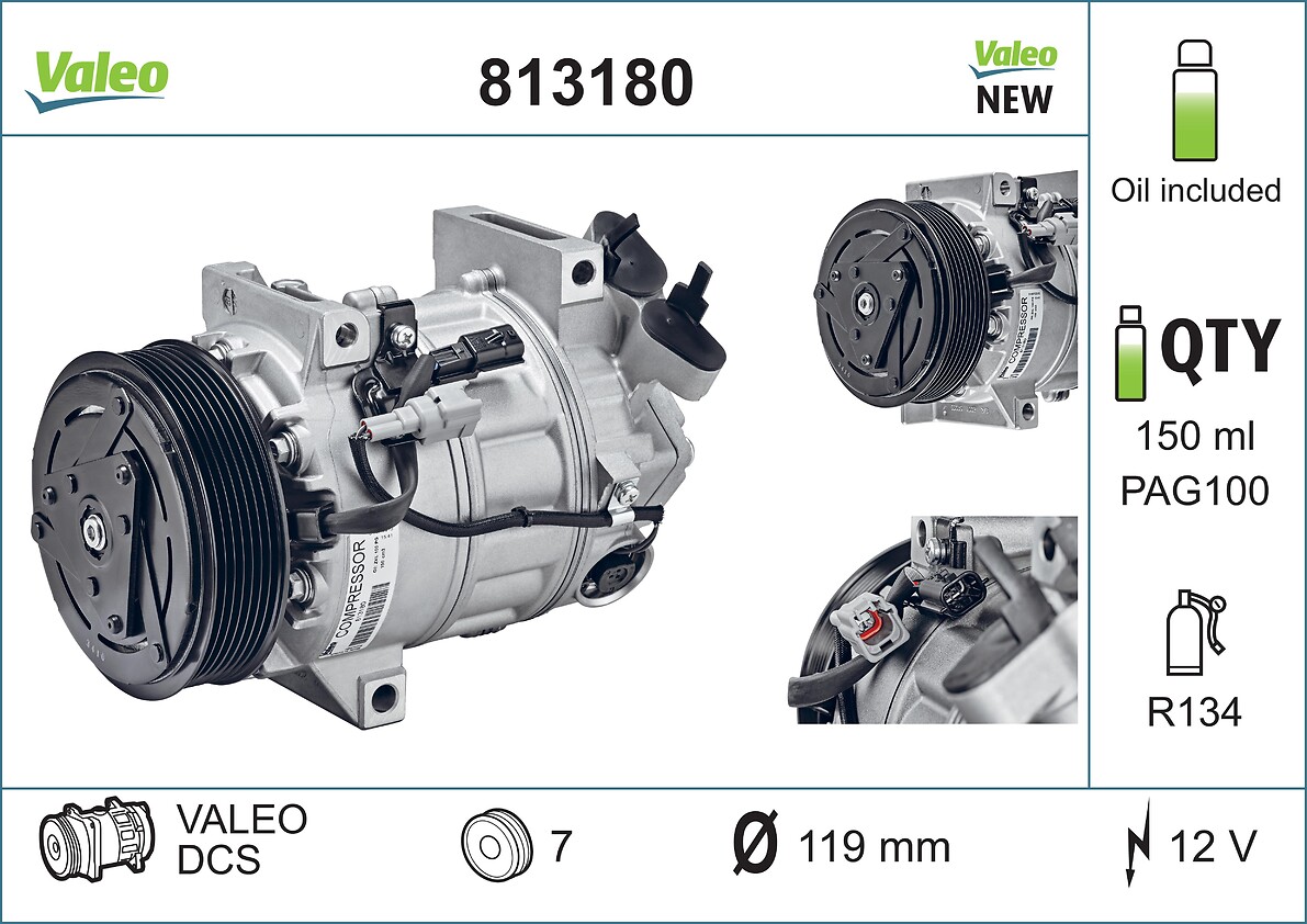 VALEO 813180 Kompressor, Klimaanlage VALEO ORIGINS NEW OE TECHNOLOGIE