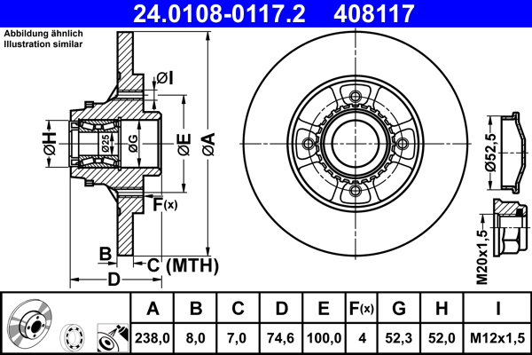 ATE 24.0108-0117.2 Bremsscheibe