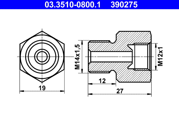 ATE 03.3510-0800.1 Adapter, Bremsleitung