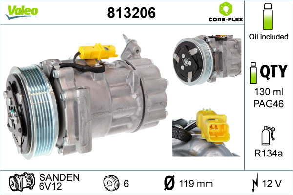 VALEO 813206 Kompressor, Klimaanlage VALEO CORE-FLEX