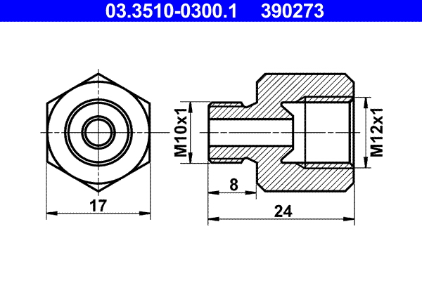 ATE 03.3510-0300.1 Adapter, Bremsleitung