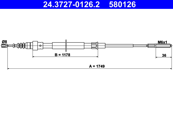 ATE 24.3727-0126.2 Seilzug, Feststellbremse