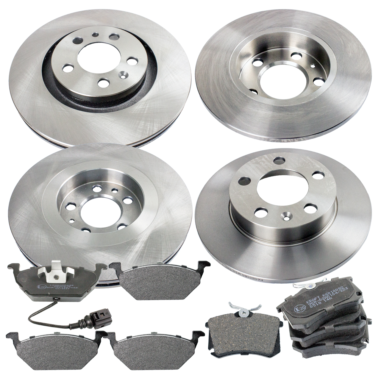 4 Bremsscheiben + 8 Bremsbelagsatz VA + hinten für Audi Seat Skoda VW
