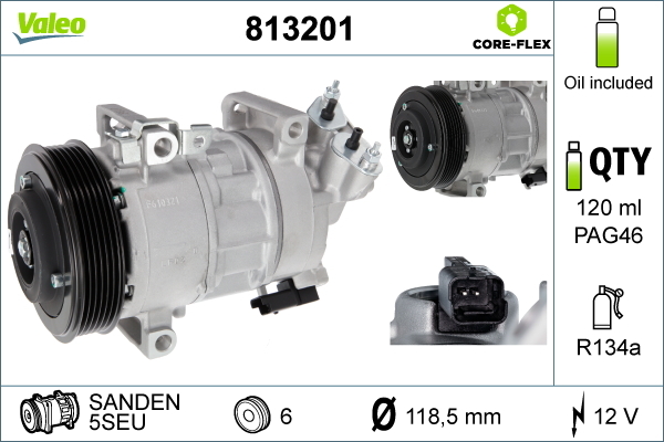 VALEO 813201 Kompressor, Klimaanlage VALEO CORE-FLEX