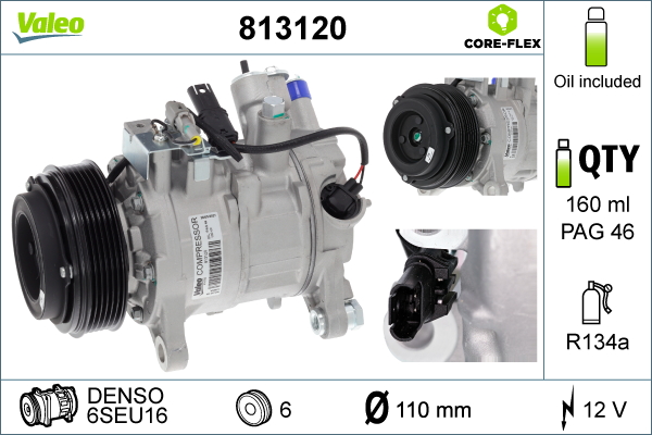 VALEO 813120 Kompressor, Klimaanlage VALEO CORE-FLEX
