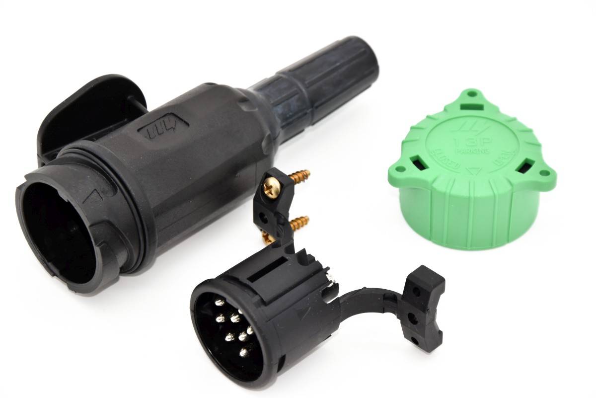 Anhängerstecker 13 pol. mit 8 Pins Doppeltülle für 2 Kabel, inkl. Parkdose