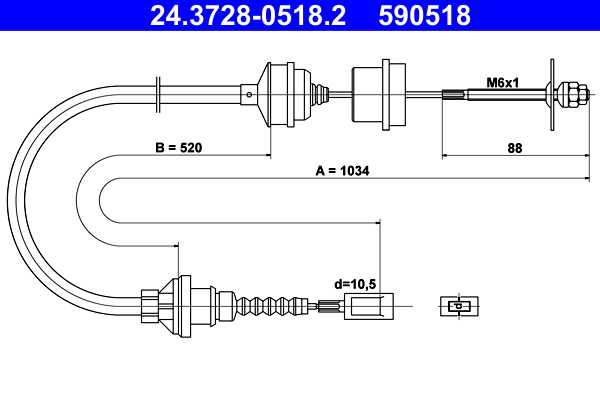 ATE 24.3728-0518.2 Seilzug, Kupplungsbetätigung
