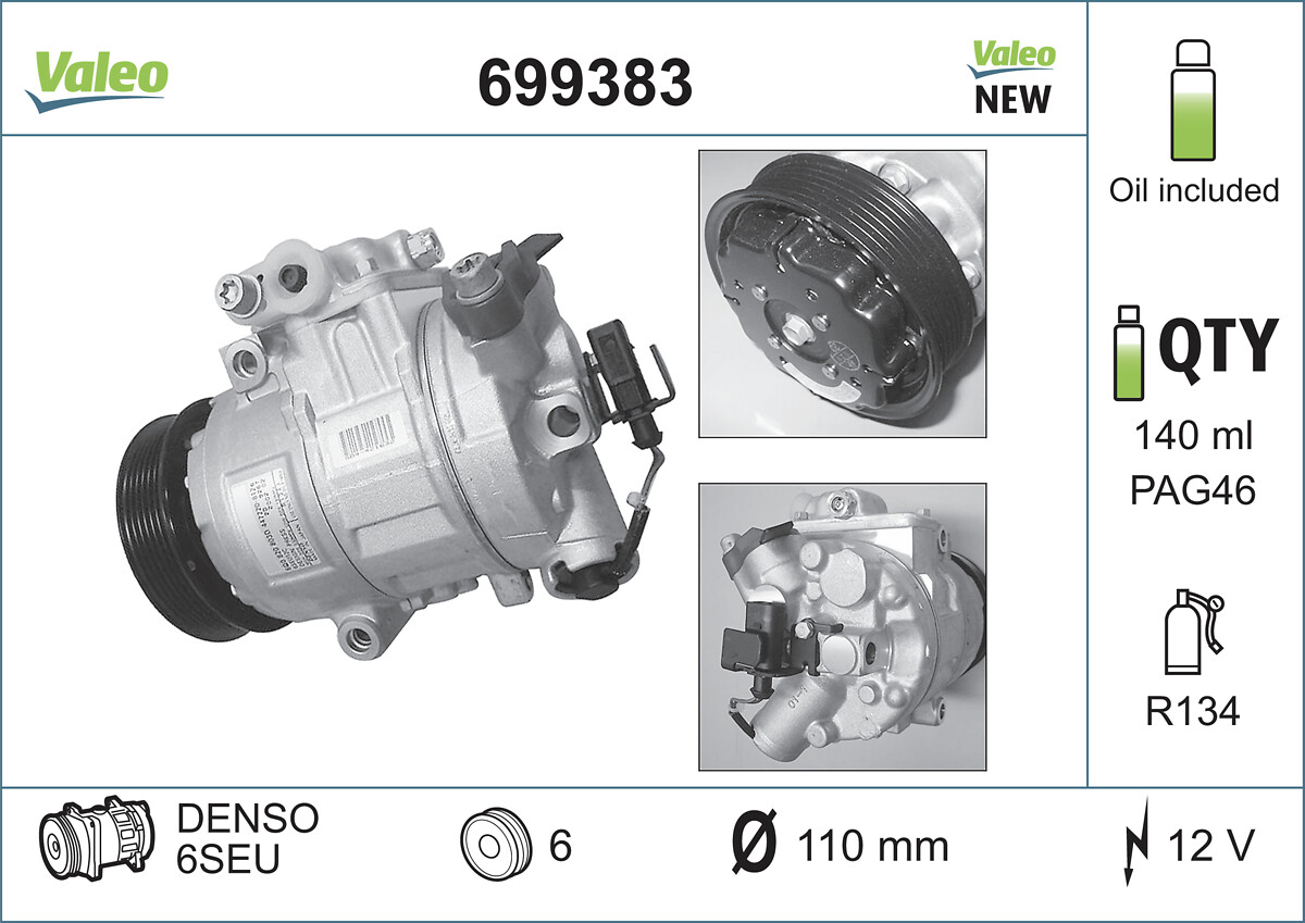 VALEO 699383 Kompressor, Klimaanlage VALEO CORE-FLEX