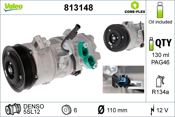 VALEO 813148 Kompressor, Klimaanlage VALEO CORE-FLEX