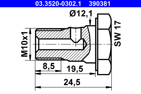 ATE 03.3520-0302.1 Hohlschraube
