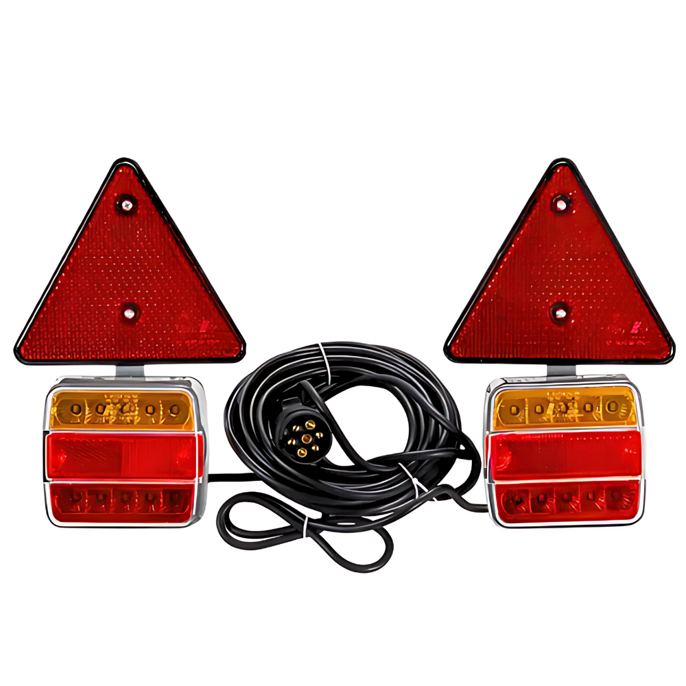 LED-Rückleuchten Set magnetisch inkl. 7,5m Kabel &amp; Dreieckrückstrahler Anhänger