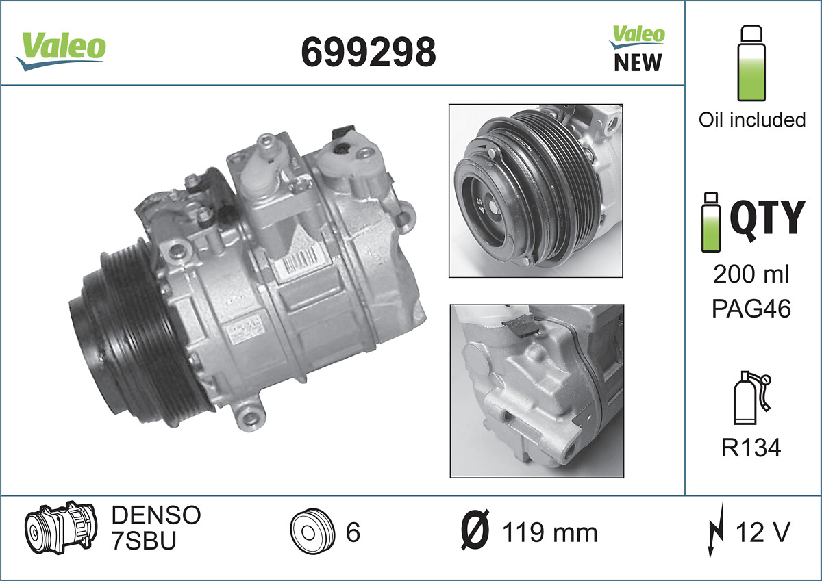 VALEO 699298 Kompressor, Klimaanlage VALEO CORE-FLEX