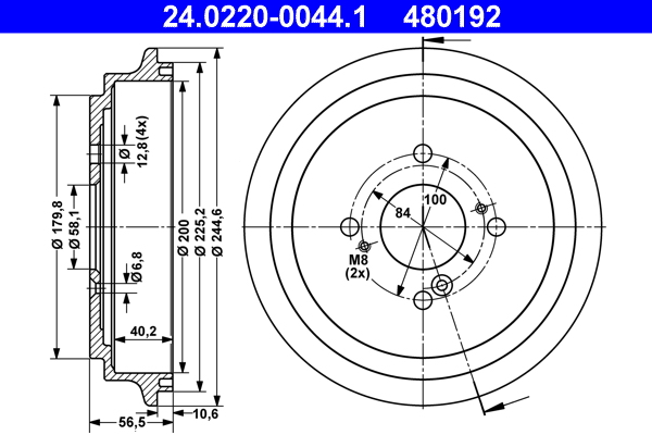 ATE 24.0220-0044.1 Bremstrommel