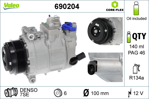 VALEO 690204 Kompressor, Klimaanlage VALEO CORE-FLEX