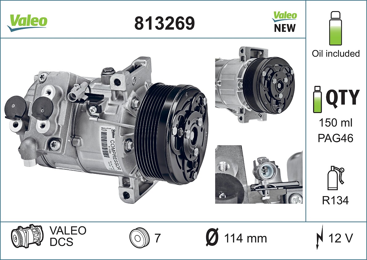 VALEO 813269 Kompressor, Klimaanlage VALEO ORIGINS NEW OE TECHNOLOGIE