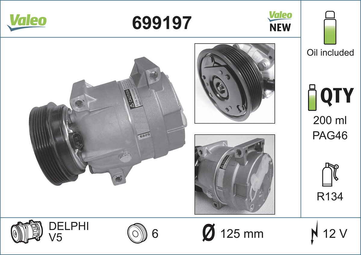 VALEO 699197 Kompressor, Klimaanlage VALEO CORE-FLEX