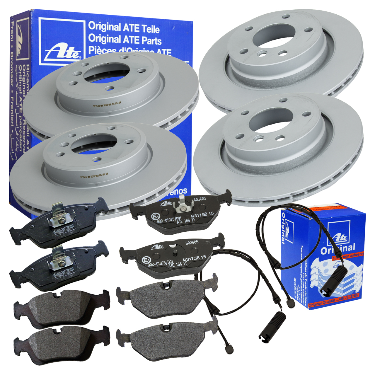 ATE 4 Bremsscheiben Ø300mm Ø294mm + Beläge vorne hinten für BMW 3er E46