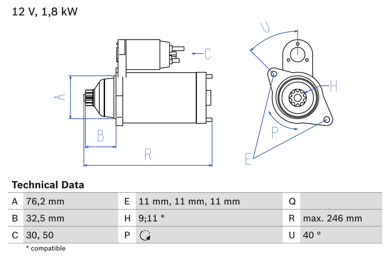 BOSCH 0 986 017 000 Starter