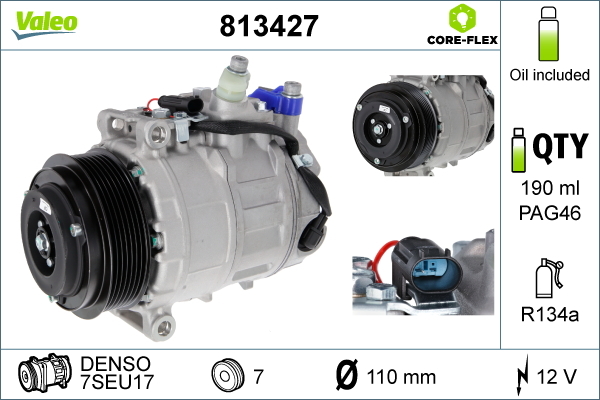 VALEO 813427 Kompressor, Klimaanlage VALEO CORE-FLEX