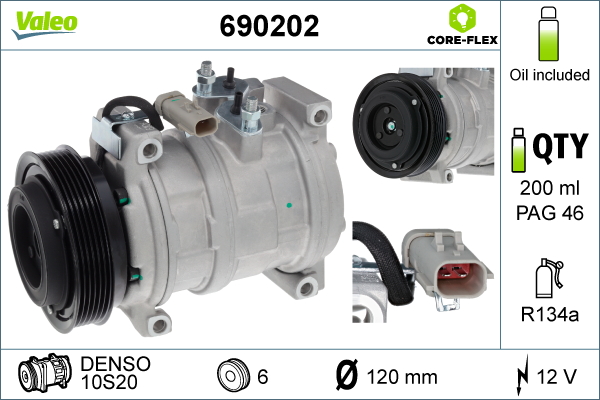 VALEO 690202 Kompressor, Klimaanlage VALEO CORE-FLEX