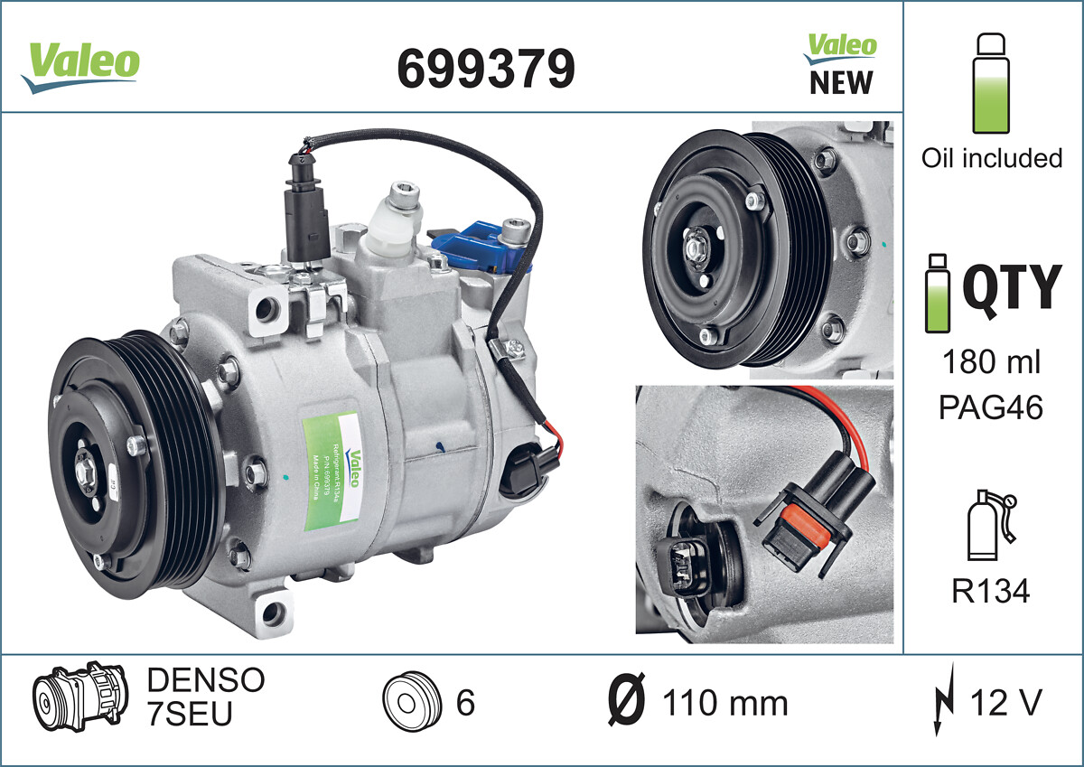 VALEO 699379 Kompressor, Klimaanlage VALEO CORE-FLEX