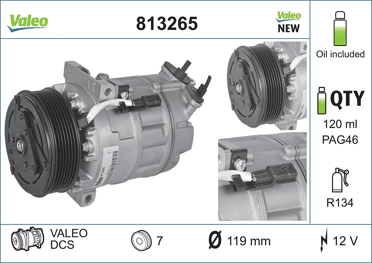 VALEO 813265 Kompressor, Klimaanlage VALEO ORIGINS NEW OE TECHNOLOGIE