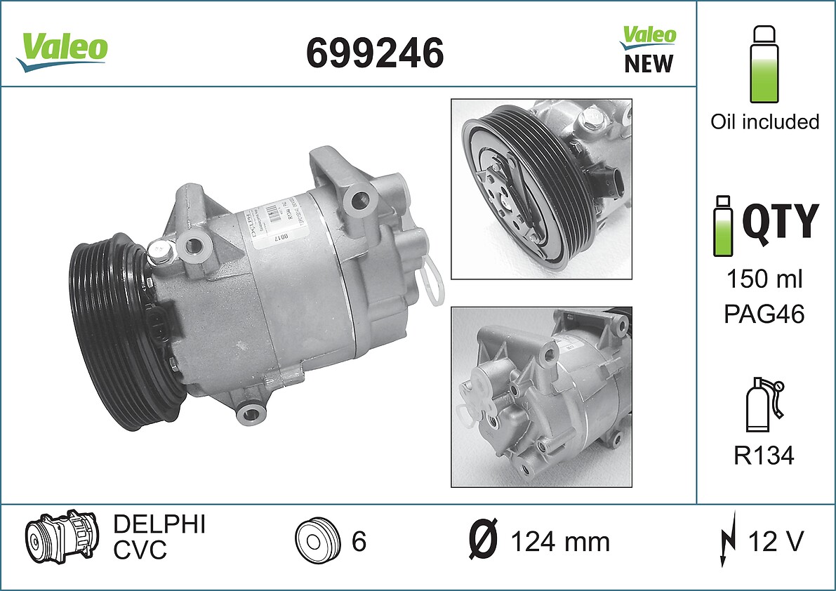 VALEO 699246 Kompressor, Klimaanlage VALEO CORE-FLEX