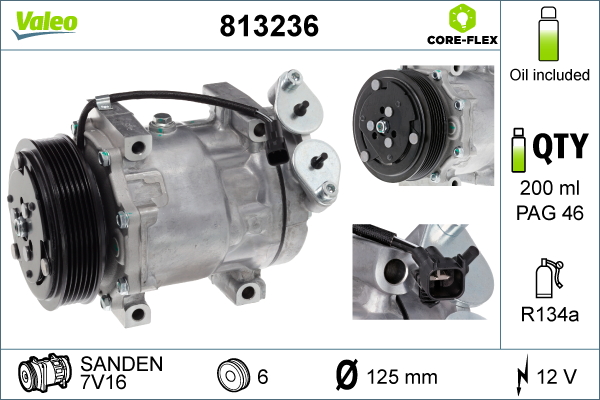 VALEO 813236 Kompressor, Klimaanlage VALEO CORE-FLEX